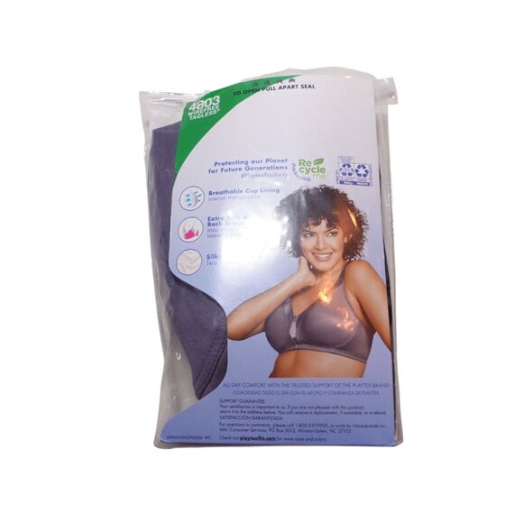 LN Playtex Full Figure 18 Hour Sleek & Smooth Wireless Bra Sz 38DDD Private Jet - Picture 9 of 10